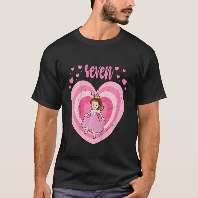 T-shirt Enfants 7 ans mignonne Princesse Anniversaire Fill (Devant)