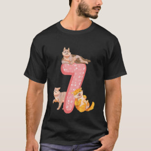 T-shirt Enfants 7e anniversaire Chat rose Thème Pâtes de c