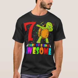 T-shirt Enfants 7e anniversaire fête Dabbing Turtle 7 ans 