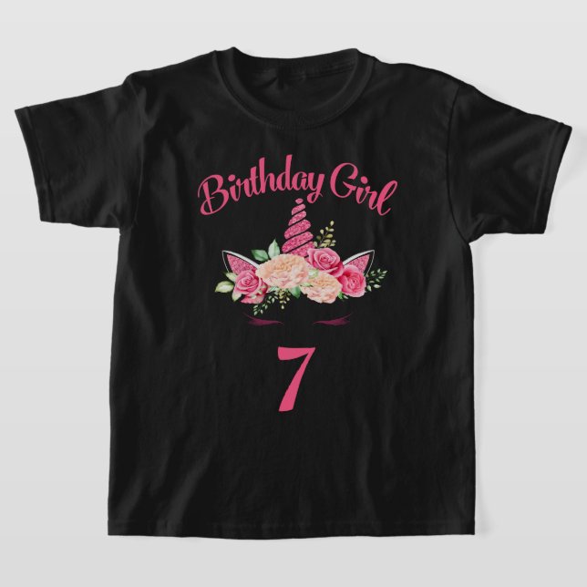 T-shirt Enfants 7e anniversaire fille Unicorn Chemise 7e a (Poser)