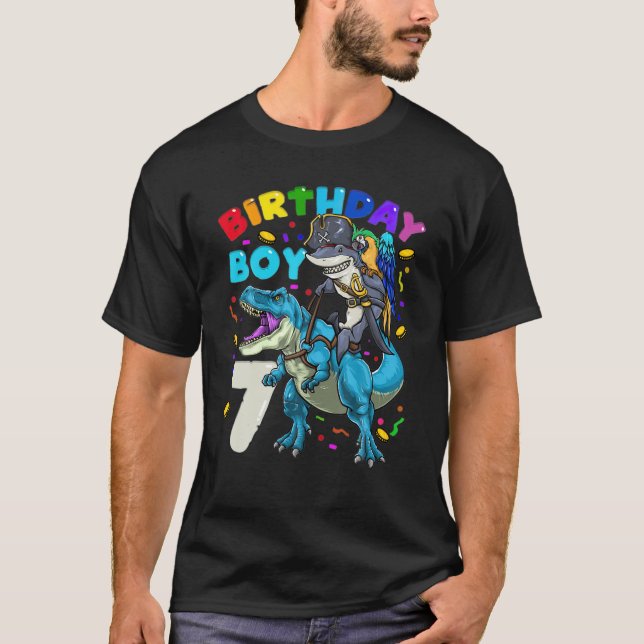 T-shirt Enfants 7E Anniversaire Garçon Pirate Requin équit (Devant)