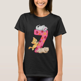 T-shirt Enfants 7e anniversaire Kittens Balloon Chat Paw T