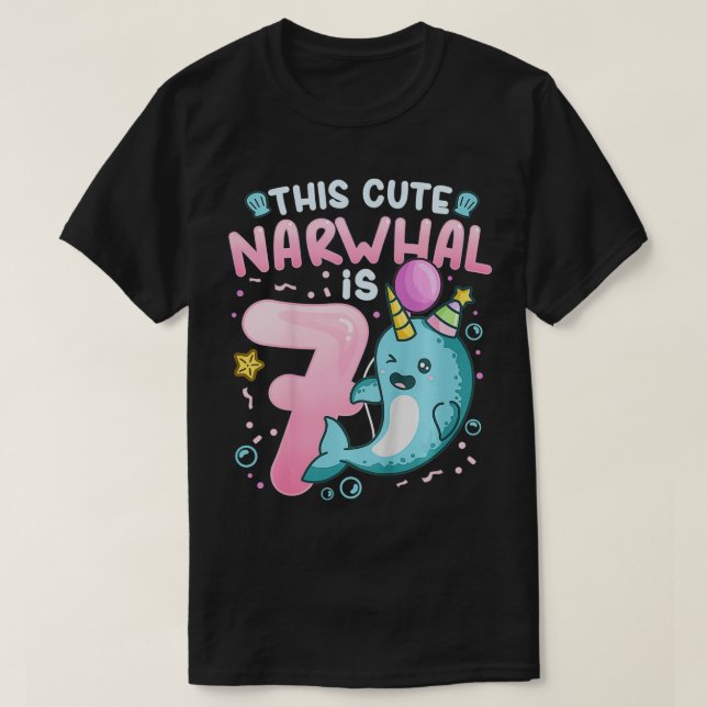 T-shirt Enfants 7e anniversaire Narwhal 7 Anniversaire Thè (Design devant)