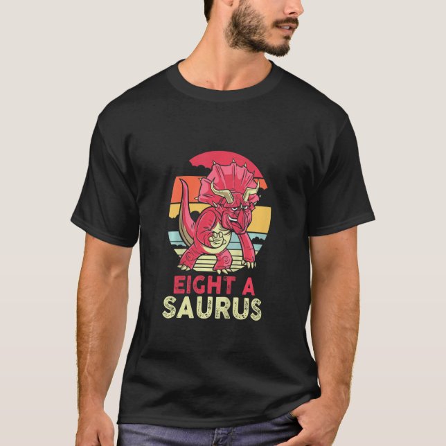 T-shirt Enfants 8 ans 8e anniversaire Triceratops Dinosaur (Devant)