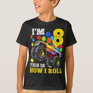 T-shirt Enfants 8 ans Chemise 8 ans Monstre Garçon 8 ans