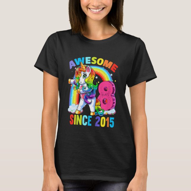 T-shirt Enfants 8 ans Filles Ados Dabbing Unicorn 8e B (Devant)