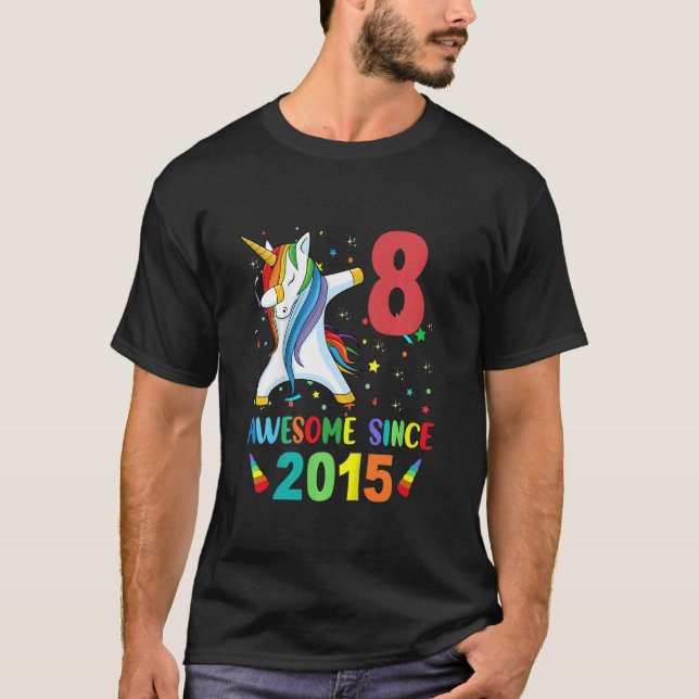 T-shirt Enfants 8 ans Filles Ados Dabbing Unicorn 8e B (Devant)