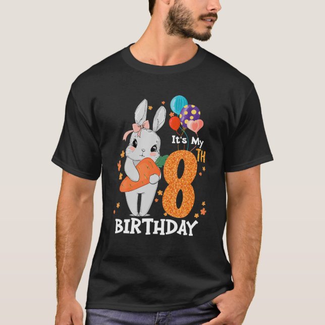 T-shirt Enfants 8e anniversaire Lapin 8 ans Garçons fille  (Devant)