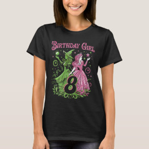 T-shirt Enfants 8e Anniversaire Sorcière rose et verte 8 A