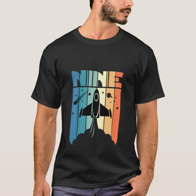 T-shirt Enfants 9 ans 9e astronaute de fusée spatiale Birt (Devant)