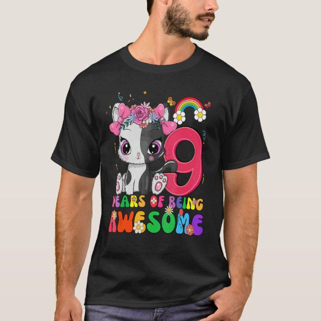 T-shirt Enfants 9 ans Ados 9e anniversaire fille incroyabl (Devant)