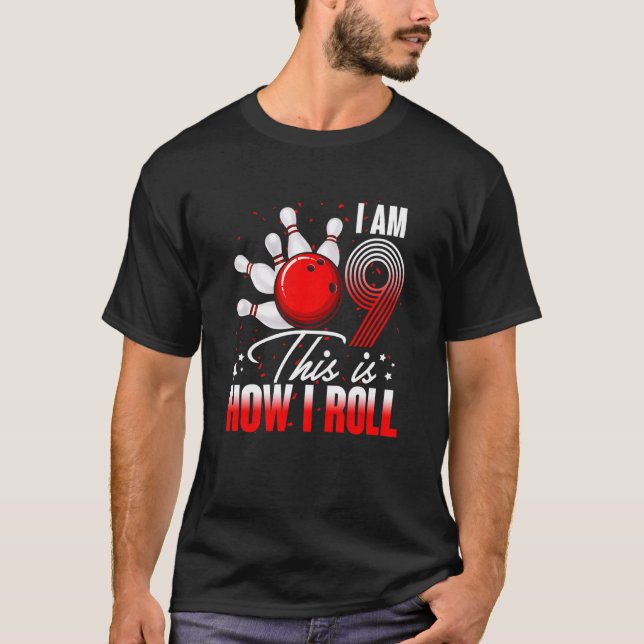 T-shirt Enfants 9 ans Bowling Anniversaire Fête Comment je (Devant)