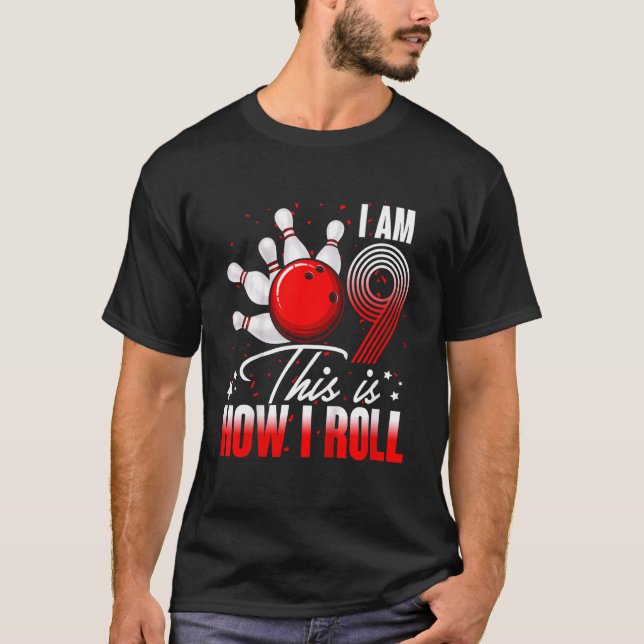 T-shirt Enfants 9 ans Bowling Anniversaire Fête Comment je (Devant)