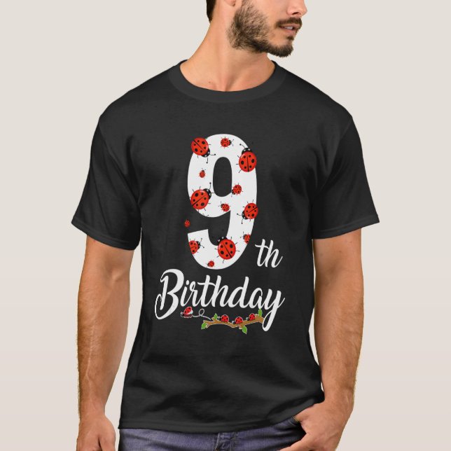 T-shirt Enfants 9e anniversaire 9 ans Vieux Ladybugs Matc  (Devant)