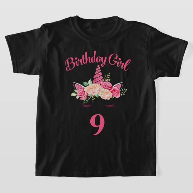 T-shirt Enfants 9e anniversaire fille Unicorn Chemise 9e a (Poser)