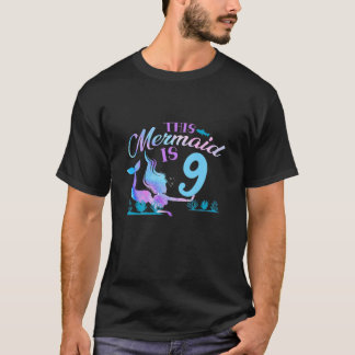 T-shirt Enfants 9E Anniversaire Sirène 9 Ans Fille Cute Pa