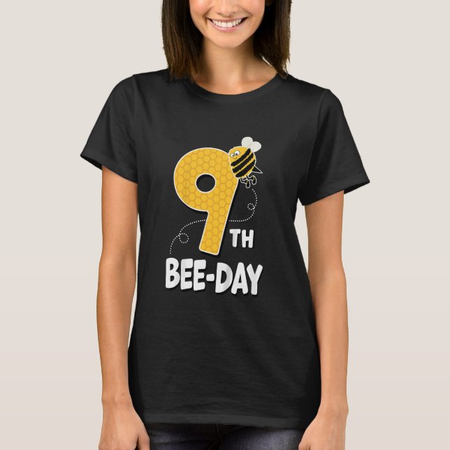 T-shirt Enfants Abeilles mignonnes 9 ans Anniversaire Jour (Devant)