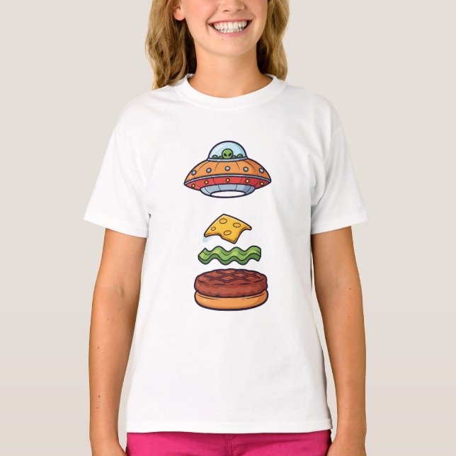 T-shirt Enfants Alien UFO Cheeseburger Déconstruit (Devant)