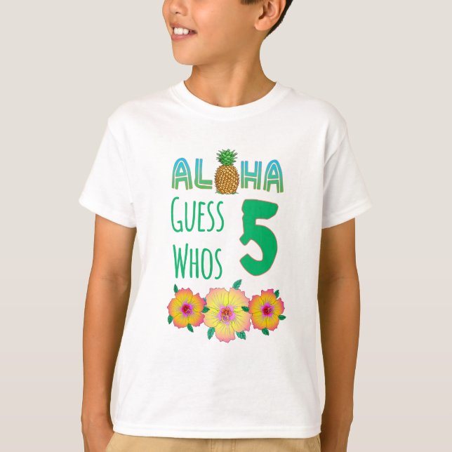 T-shirt Enfants Aloha Tropical Luau 5 ans Anniversaire (Devant)