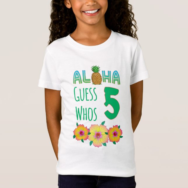 T-Shirt Enfants Aloha Tropical Luau 5 ans Anniversaire (Devant)
