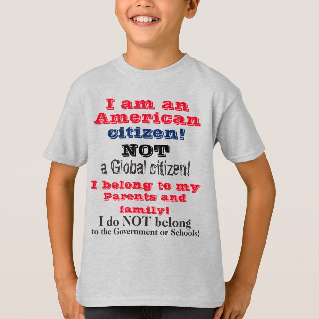 T-shirt Enfants Américain Citoyen Amour Famille (Devant)