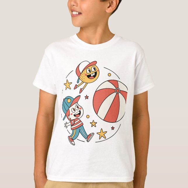 T-shirt Enfants amusants avec une balle. Jeux de balle (Devant)