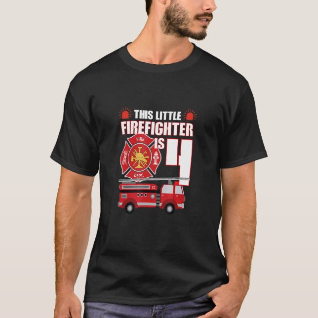 T-SHIRT ENFANTS AMUSANTS CE PETIT FIREFIGHTER A 4 ANS (Devant)