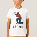 T-shirt Enfants amusants et moderne Blue Birthday Paintbal<br><div class="desc">Cette chemise bleu mignonne et moderne présente un design de paintball, avec une passoire à peinture et un panneau de destination. La chemise peut être personnalisée avec votre nom de garçon, le cadeau parfait pour tous les amateurs de paintball - idéal pour une soirée anniversaire de enfant à thème de...</div>