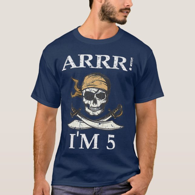 T-shirt Enfants Arr Im 5 Pirate Boy 5e Anniversaire Thème  (Devant)