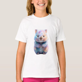 T-shirt Enfants Art Wombat Arc-en-Ciel Mignon
