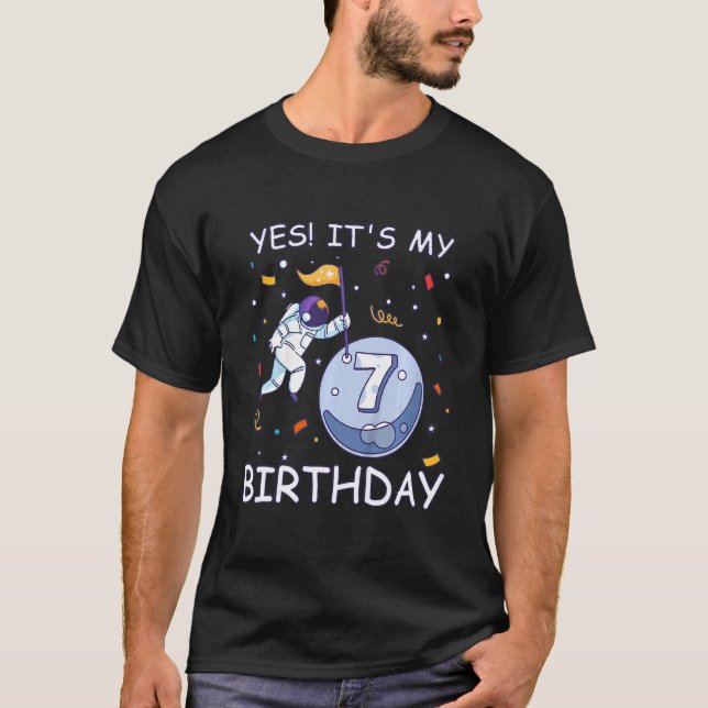T-shirt Enfants Astronaut Rocket Space Boy Ich Bin 7 Ans B (Devant)