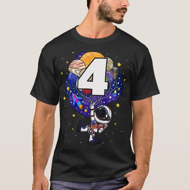 T-shirt Enfants astronaute spatiale 4e anniversaire garçon (Devant)