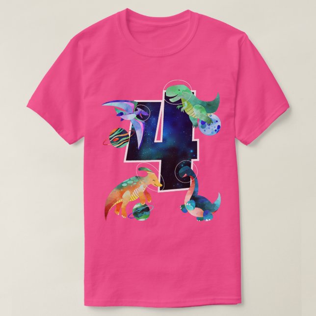 T-shirt Enfants astronaute spatiale Dinosaures 4e annivers (Design devant)