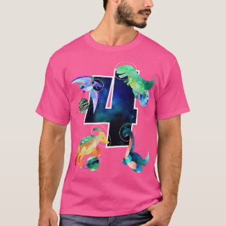 T-shirt Enfants astronaute spatiale Dinosaures 4e annivers