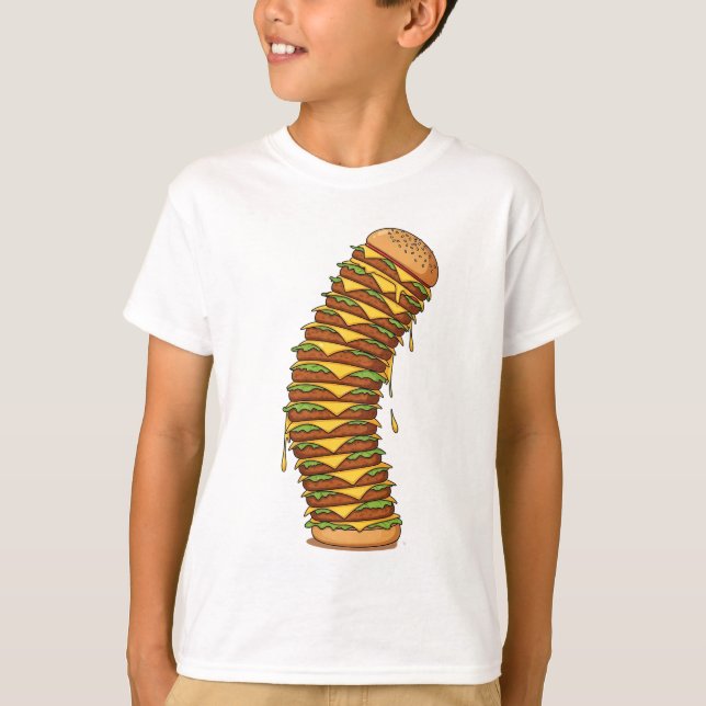 T-shirt Enfants au cheeseburger géant empilé (Devant)