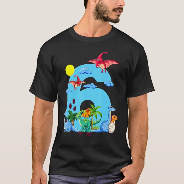 T-shirt Enfants B jour Pour 6 ans Filles Garçon Dinosaure  (Devant)