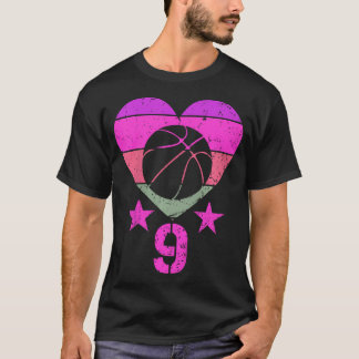 T-shirt Enfants Basketball Anniversaire 9 ans Garçon Fille