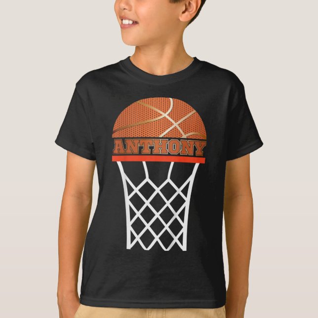 T-shirt Enfants Basketball Anthony Personnalisé Nom Cadeau (Devant)