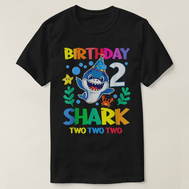 T-shirt Enfants Bébé Cute Shark 2e anniversaire garçon fil (Design devant)