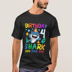 T-shirt Enfants Bébé Cute Shark Anniversaire Garçon 4 ans 