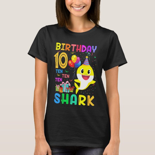 T-shirt Enfants Bébé Petit Requin 10e anniversaire Garçon  (Devant)