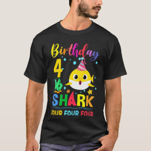 T-shirt Enfants Bébé Petit Requin 4 Anniversaire Garçon Fi