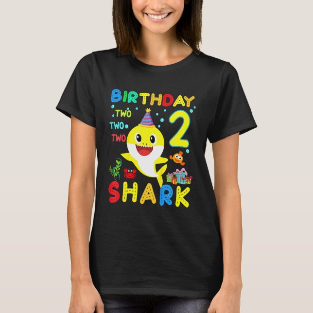 T-shirt Enfants Bébé requin 2e anniversaire garçon fille 2 (Devant)