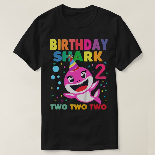 T-shirt Enfants bébé requin 2e anniversaire pour filles -  (Design devant)