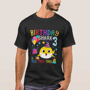 T-shirt Enfants Bébé Requin 3E Anniversaire Garçon Fille 3