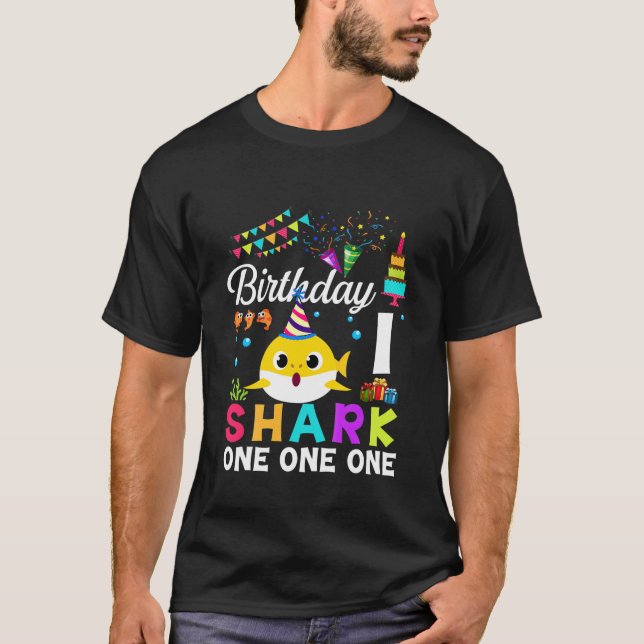 T-shirt Enfants Bébé Requin mignon 1Er Anniversaire Garçon (Devant)