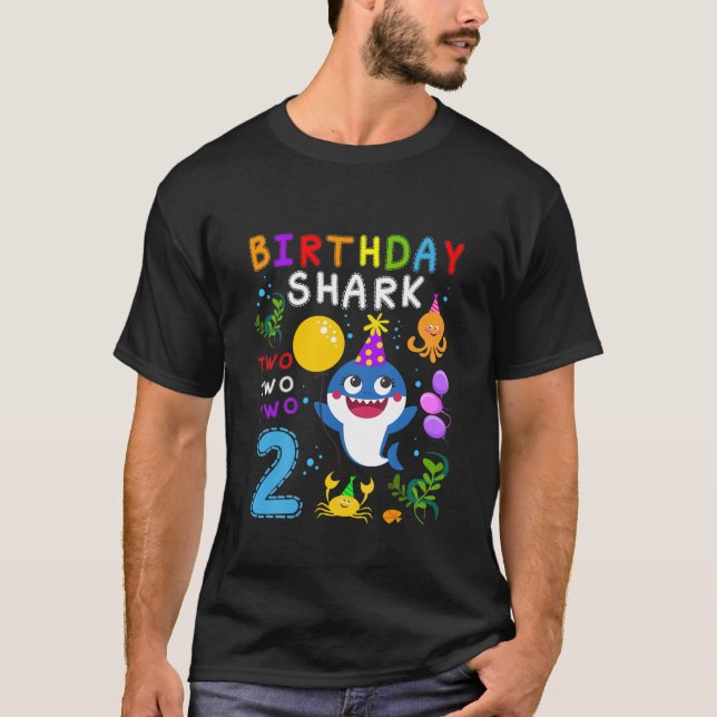 T-shirt Enfants Bébé Requin mignon 2E Anniversaire Garçon  (Devant)