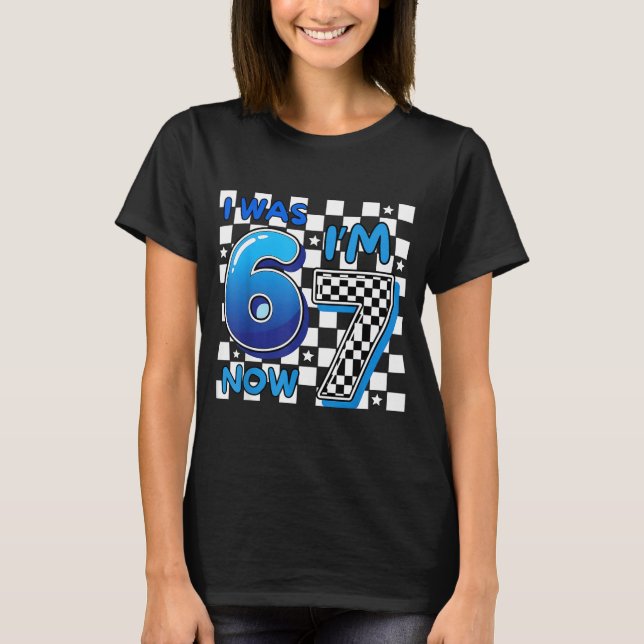 T-shirt Enfants Bleu à Carreaux J'avais 6 Ans Maintenant J (Devant)