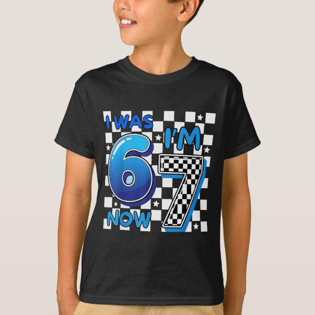 T-shirt Enfants Bleu à Carreaux J'avais 6 ans Maintenant J (Devant)