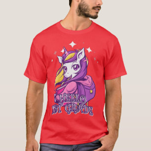 T-shirt Enfants Bonjour 1ère année Unicorn étudiant retour